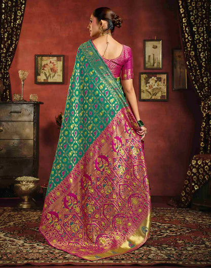 Turquoise Silk Woven Patola Saree