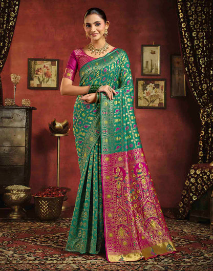 Turquoise Silk Woven Patola Saree