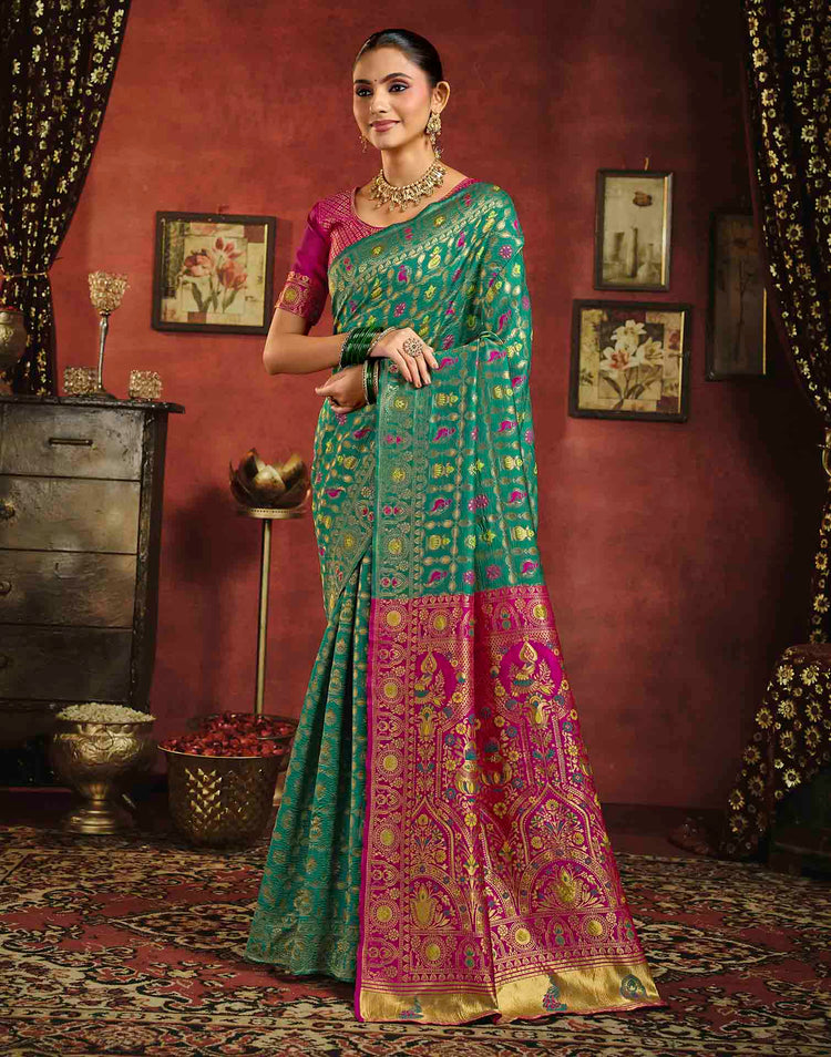 Turquoise Silk Woven Patola Saree