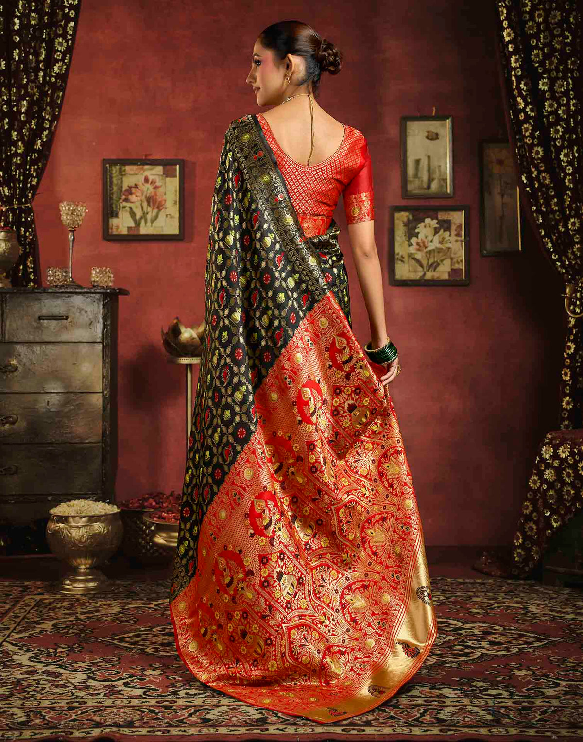 Black Silk Woven Patola Saree