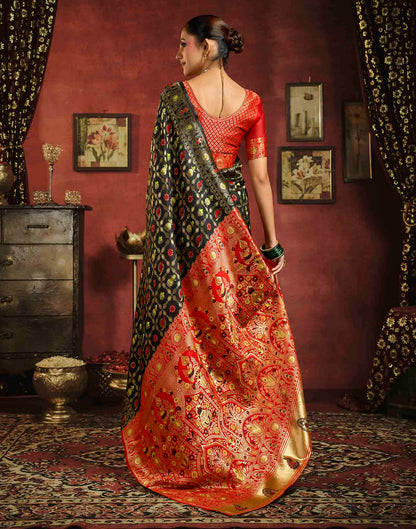 Black Silk Woven Patola Saree