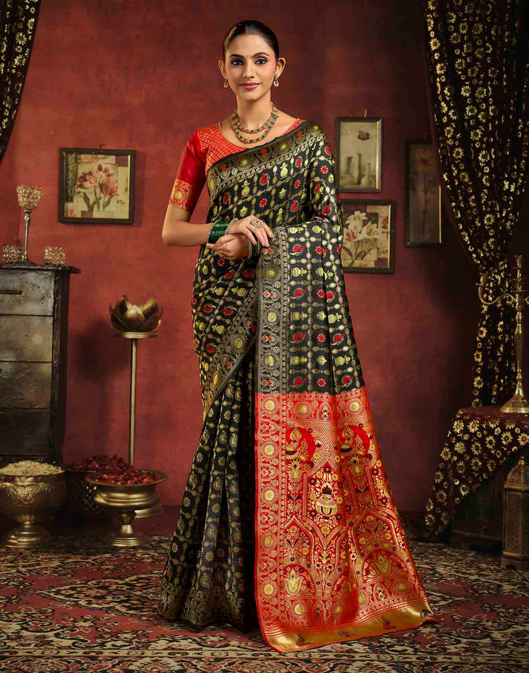 Black Silk Woven Patola Saree