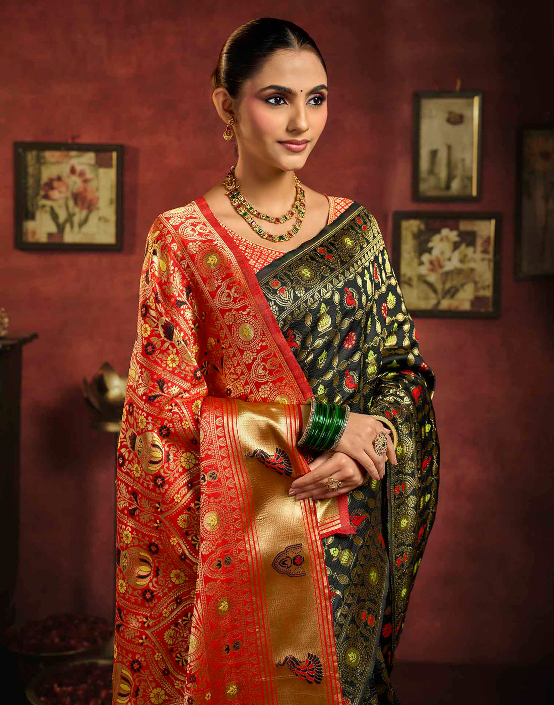 Black Silk Woven Patola Saree