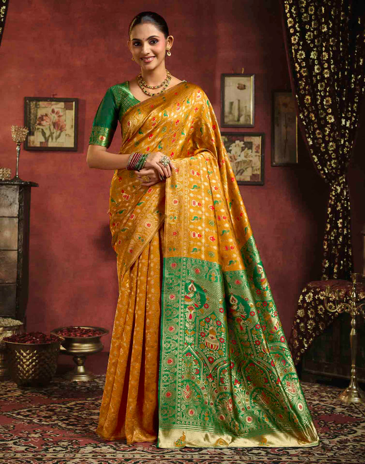 Turmeric Yellow Silk Woven Patola Saree