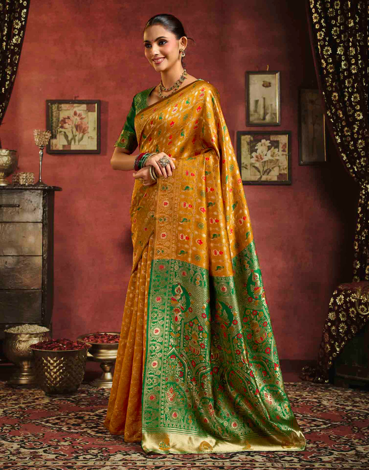 Turmeric Yellow Silk Woven Patola Saree