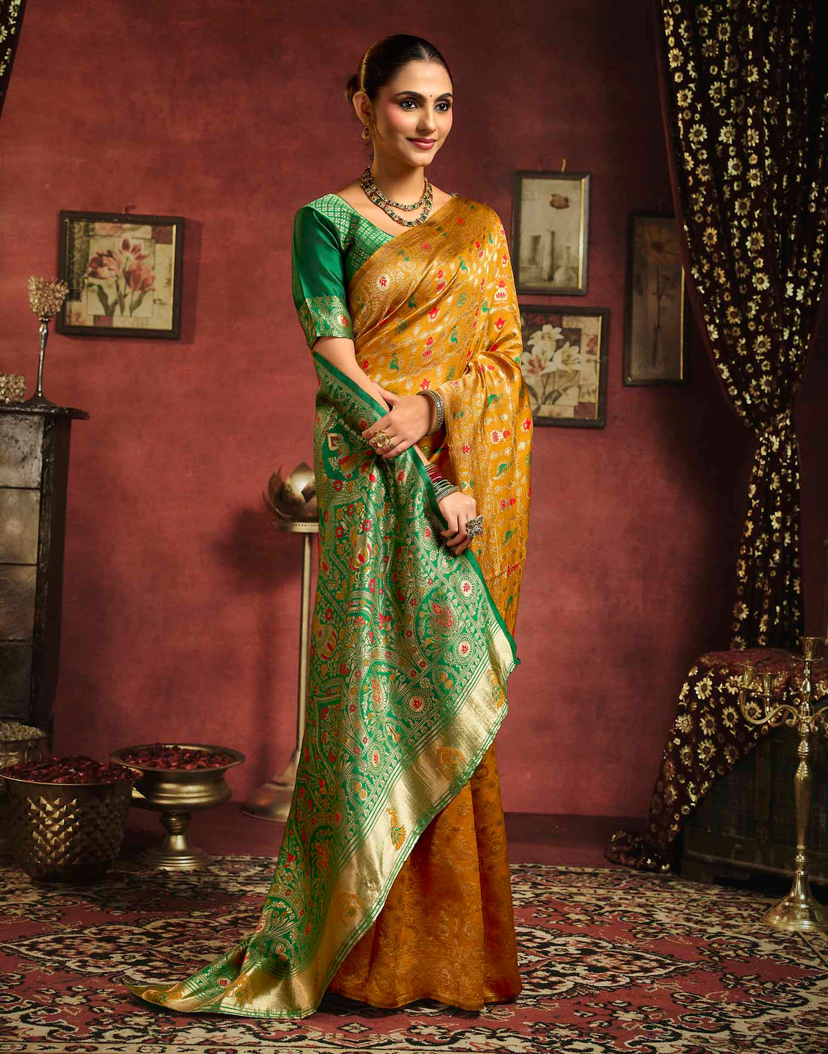 Turmeric Yellow Silk Woven Patola Saree