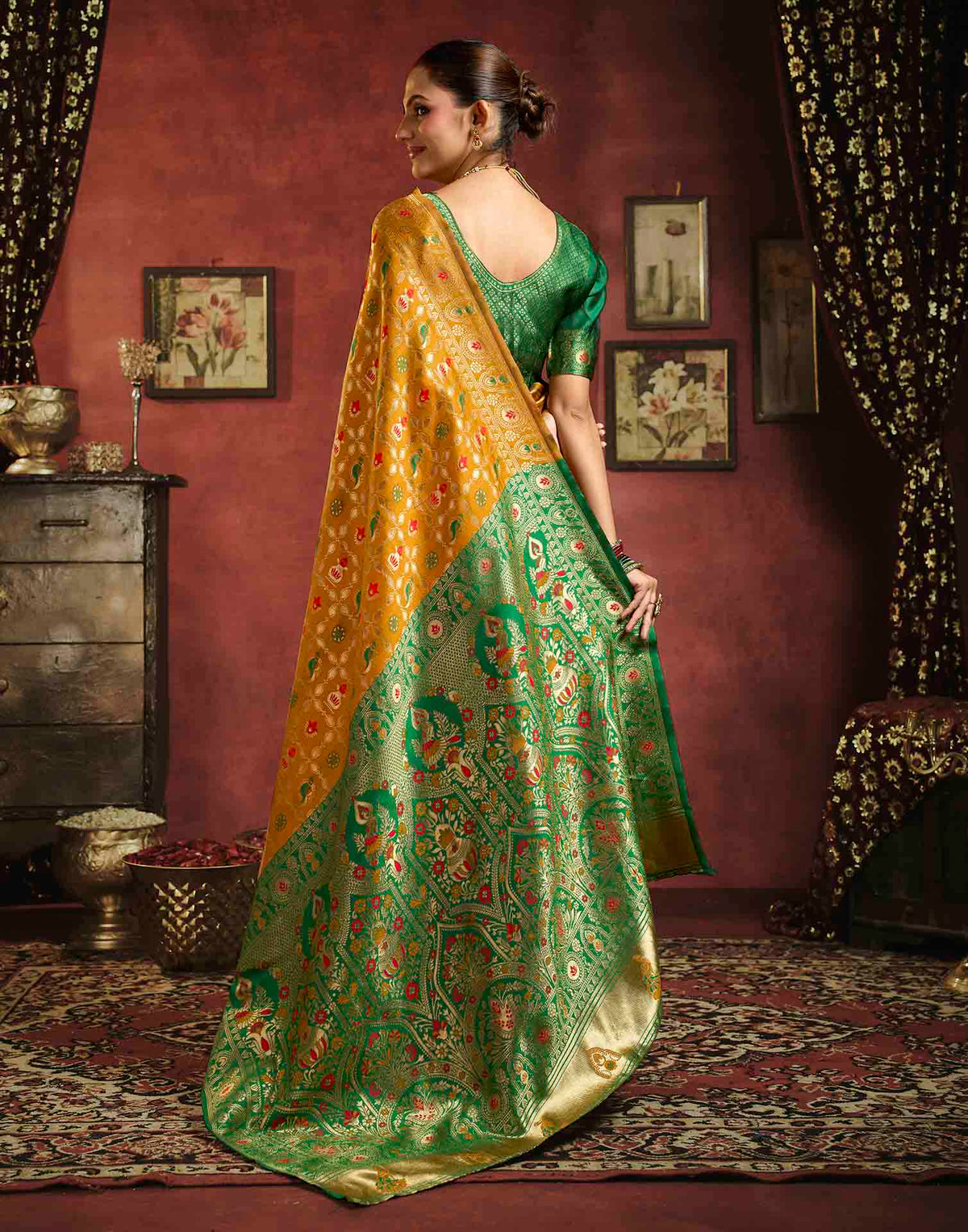 Turmeric Yellow Silk Woven Patola Saree