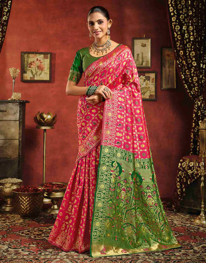 Dark Pink Silk Woven Patola Saree