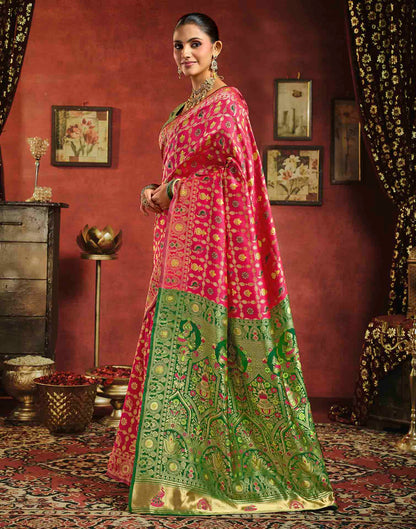 Dark Pink Silk Woven Patola Saree