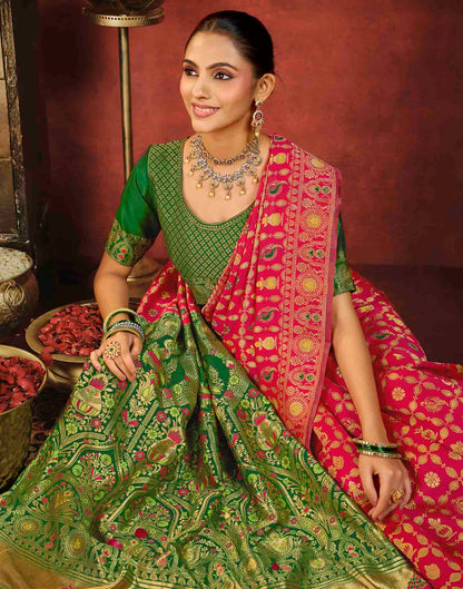 Dark Pink Silk Woven Patola Saree