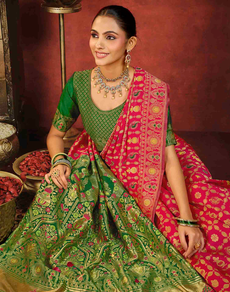 Dark Pink Silk Woven Patola Saree