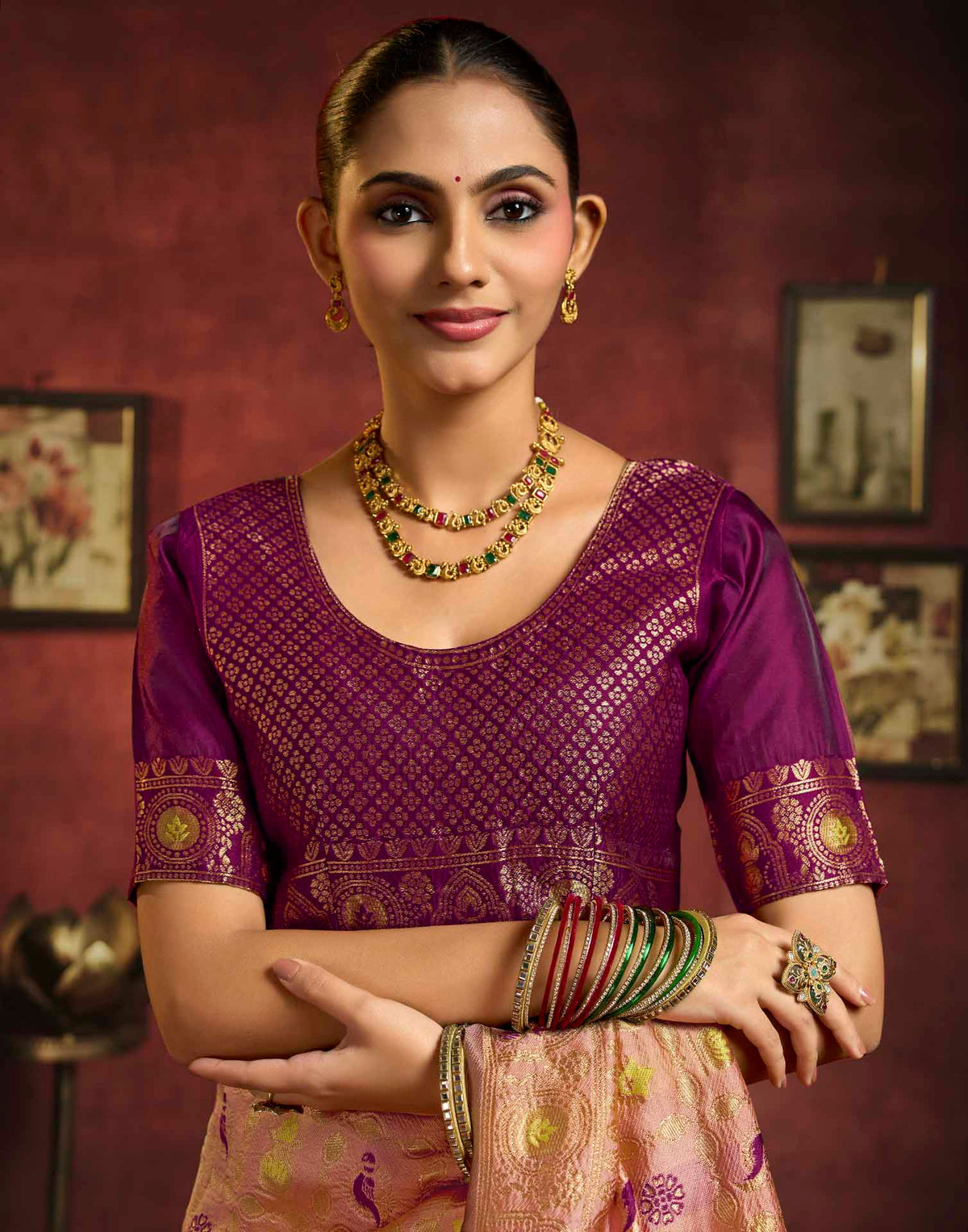 Peach Silk Woven Patola Saree