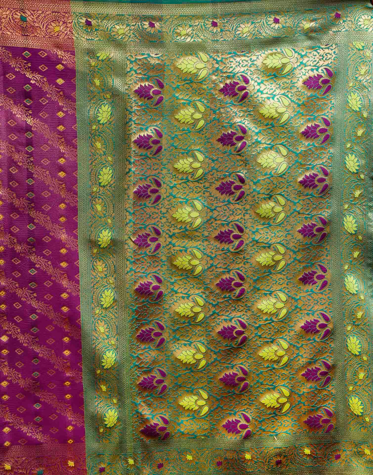Wine Silk Woven Banarasi Saree