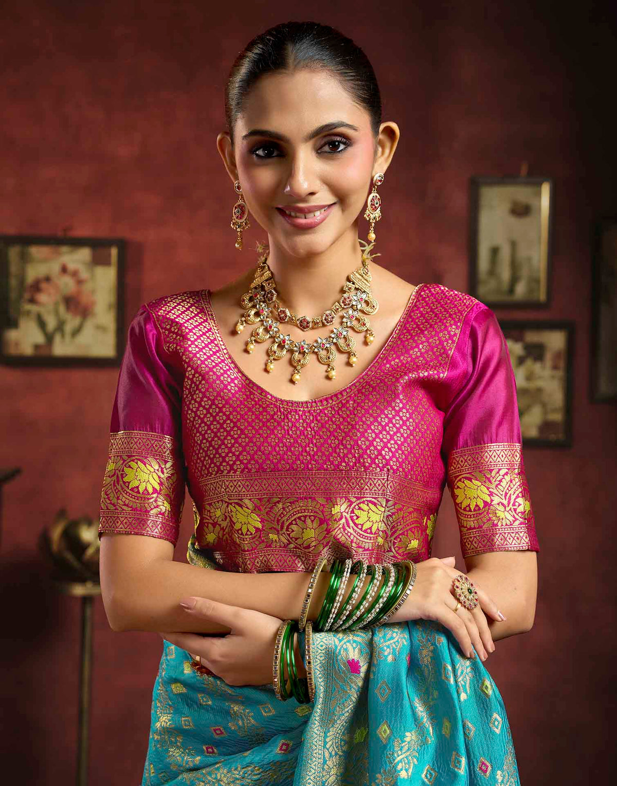Sky Blue Silk Woven Banarasi Saree