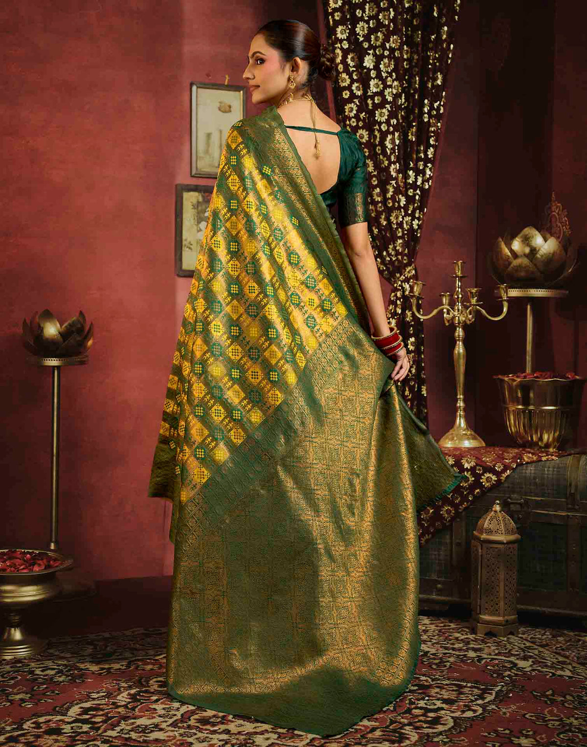 Mustard Yellow Silk Woven Banarasi Saree