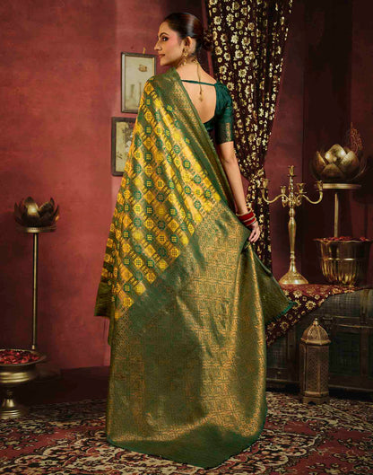 Mustard Yellow Silk Woven Banarasi Saree