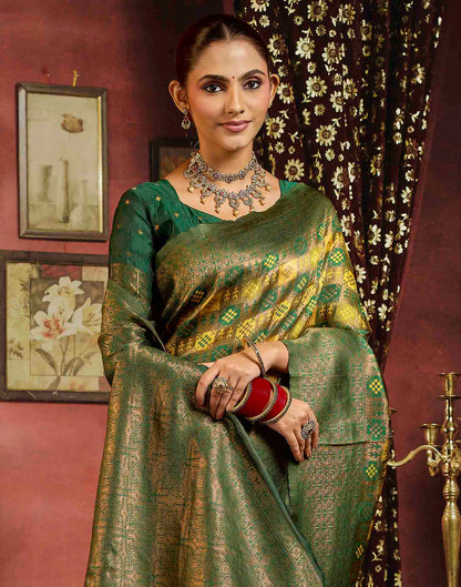 Mustard Yellow Silk Woven Banarasi Saree