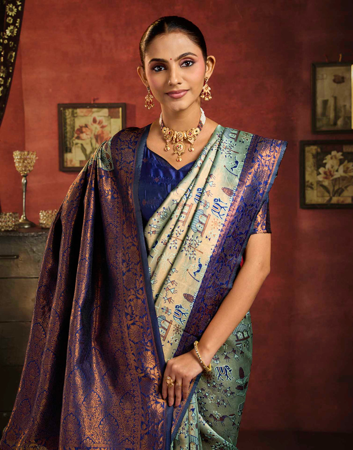 Mint Green Silk Woven Banarasi Saree