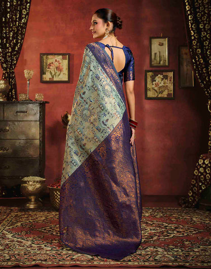 Mint Green Silk Woven Banarasi Saree