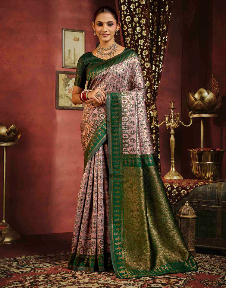 Light Pink Silk Woven Banarasi Saree