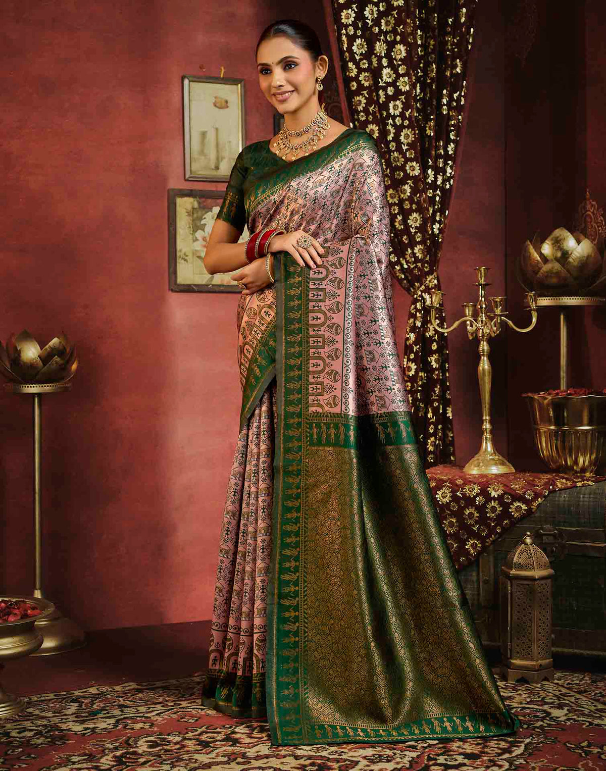 Light Pink Silk Woven Banarasi Saree