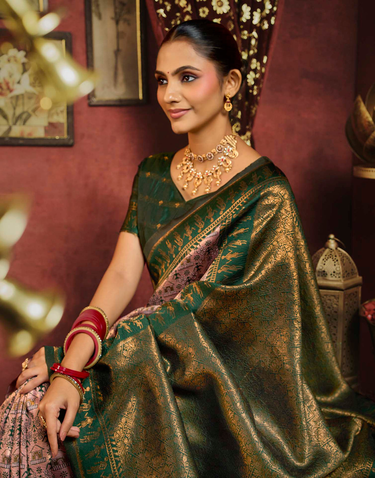 Light Pink Silk Woven Banarasi Saree