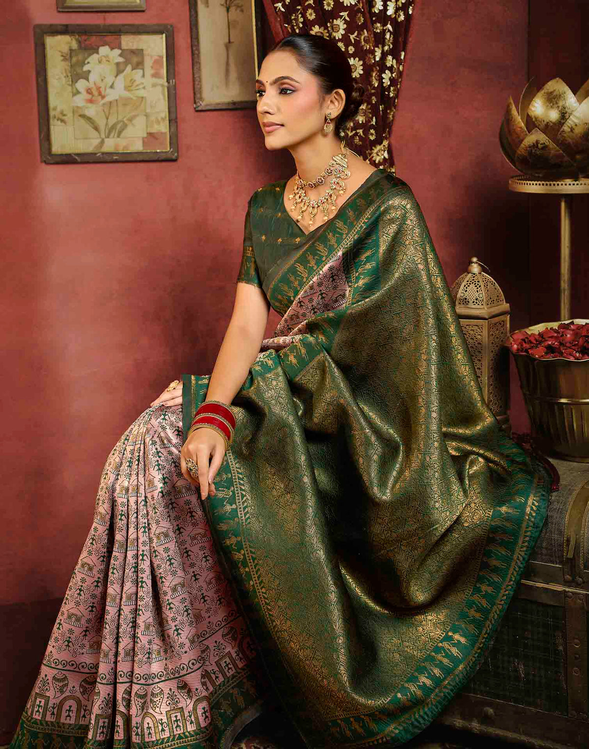 Light Pink Silk Woven Banarasi Saree