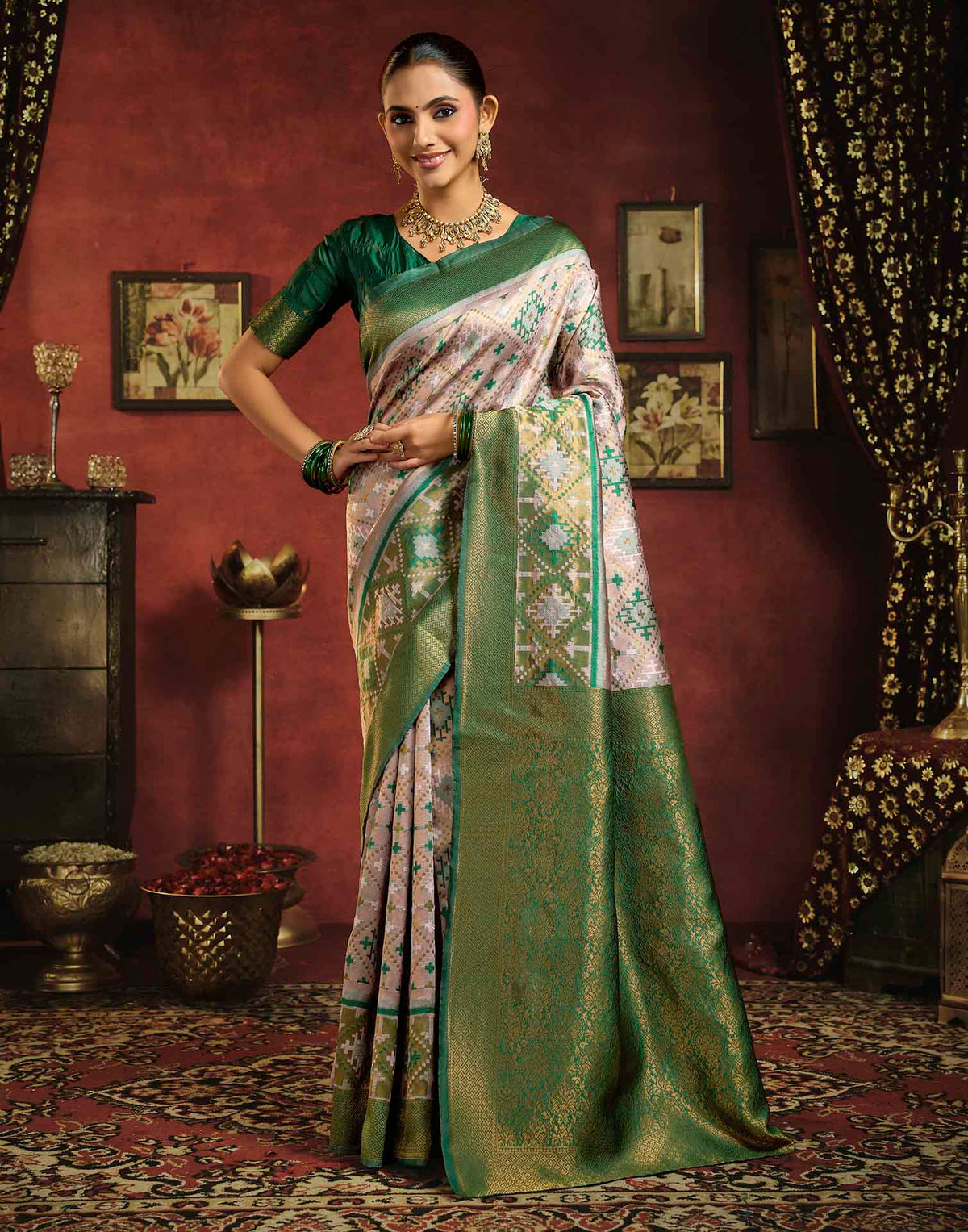 Light Pink Silk Woven Banarasi Saree