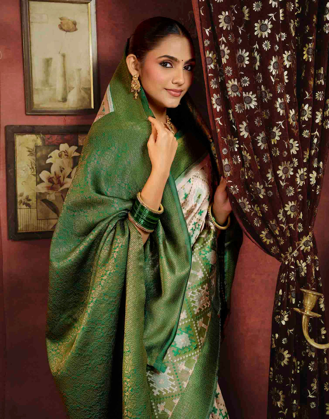 Light Pink Silk Woven Banarasi Patola Saree