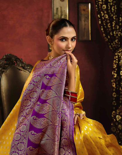 Yellow Silk Woven Banarasi Saree