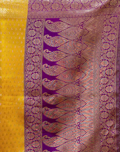 Yellow Silk Woven Banarasi Saree