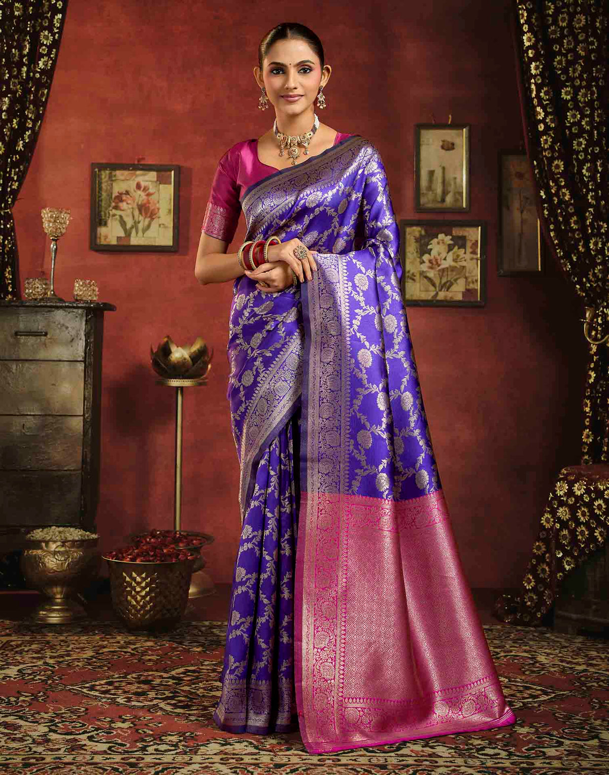 Royal Purple Silk Woven Banarasi Saree