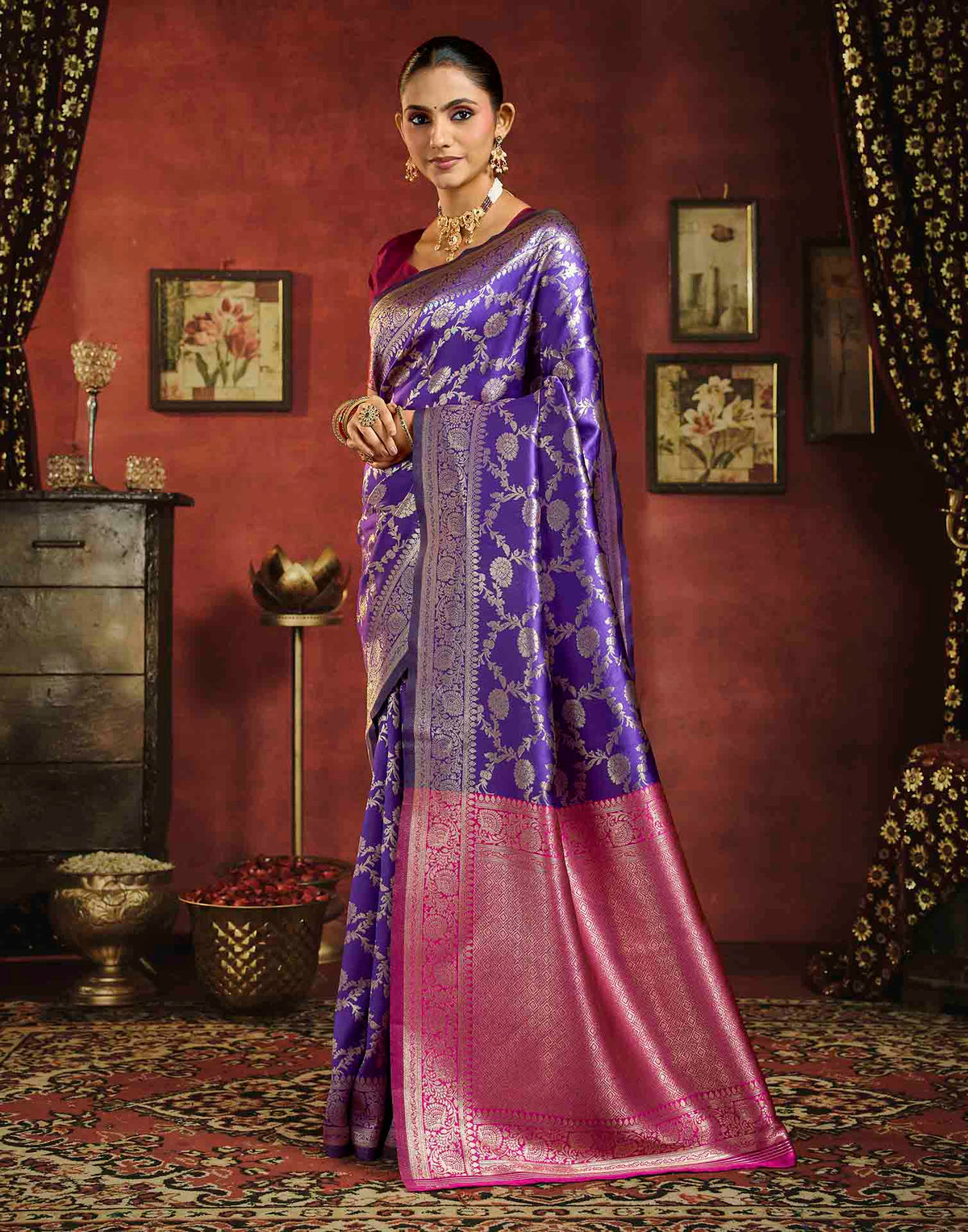 Royal Purple Silk Woven Banarasi Saree