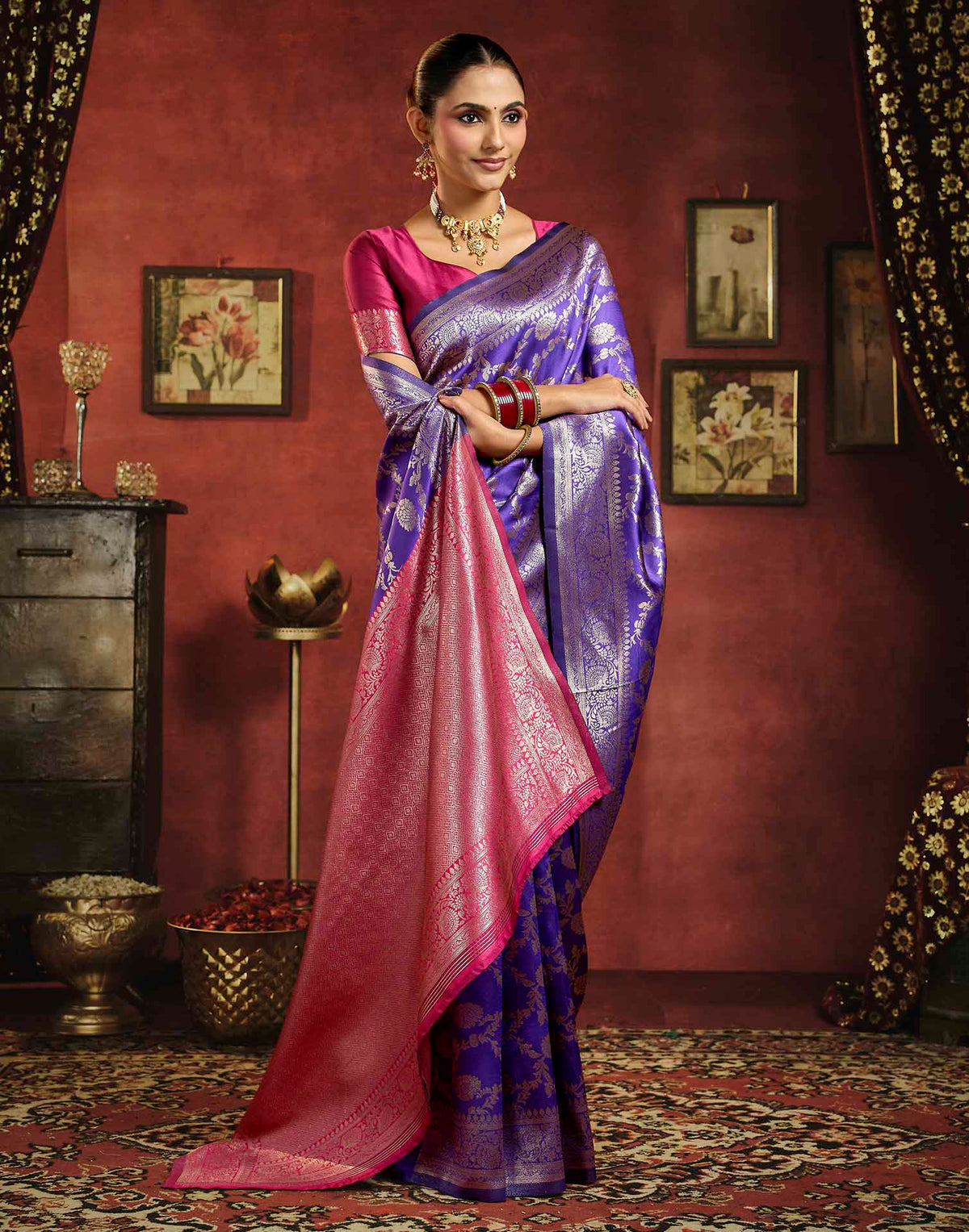 Royal Purple Silk Woven Banarasi Saree
