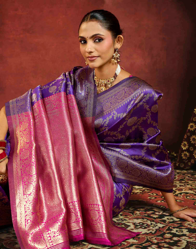 Royal Purple Silk Woven Banarasi Saree