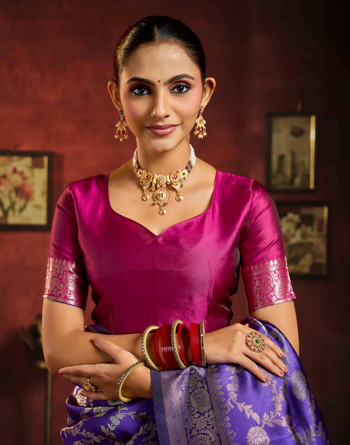Royal Purple Silk Woven Banarasi Saree