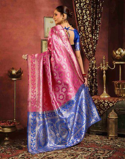 Magenta Silk Woven Banarasi Saree