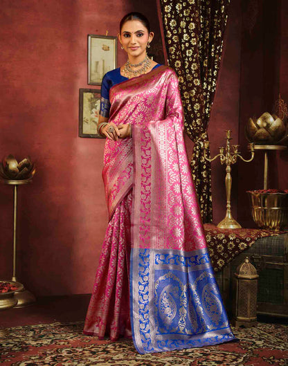 Magenta Silk Woven Banarasi Saree