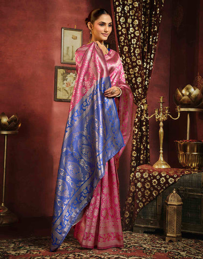 Magenta Silk Woven Banarasi Saree