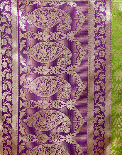 Parrot Green Silk Woven Banarasi Saree