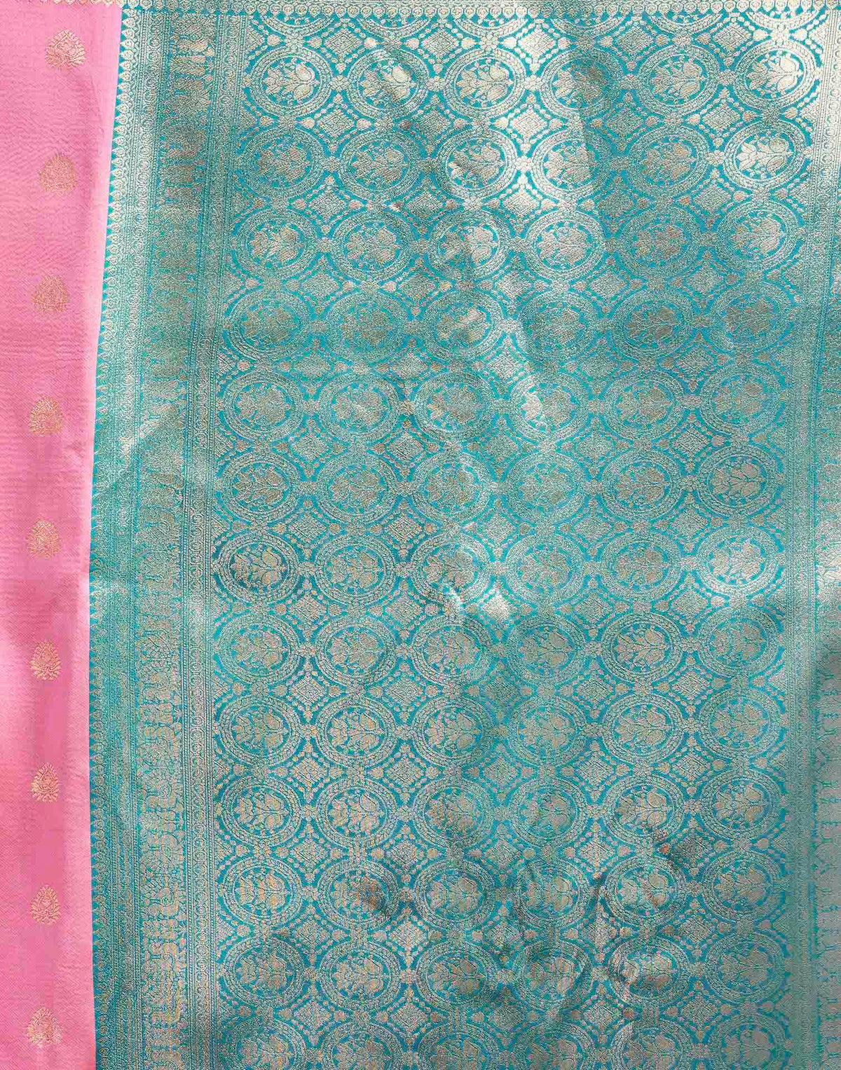 Baby Pink Silk Woven Banarasi Saree