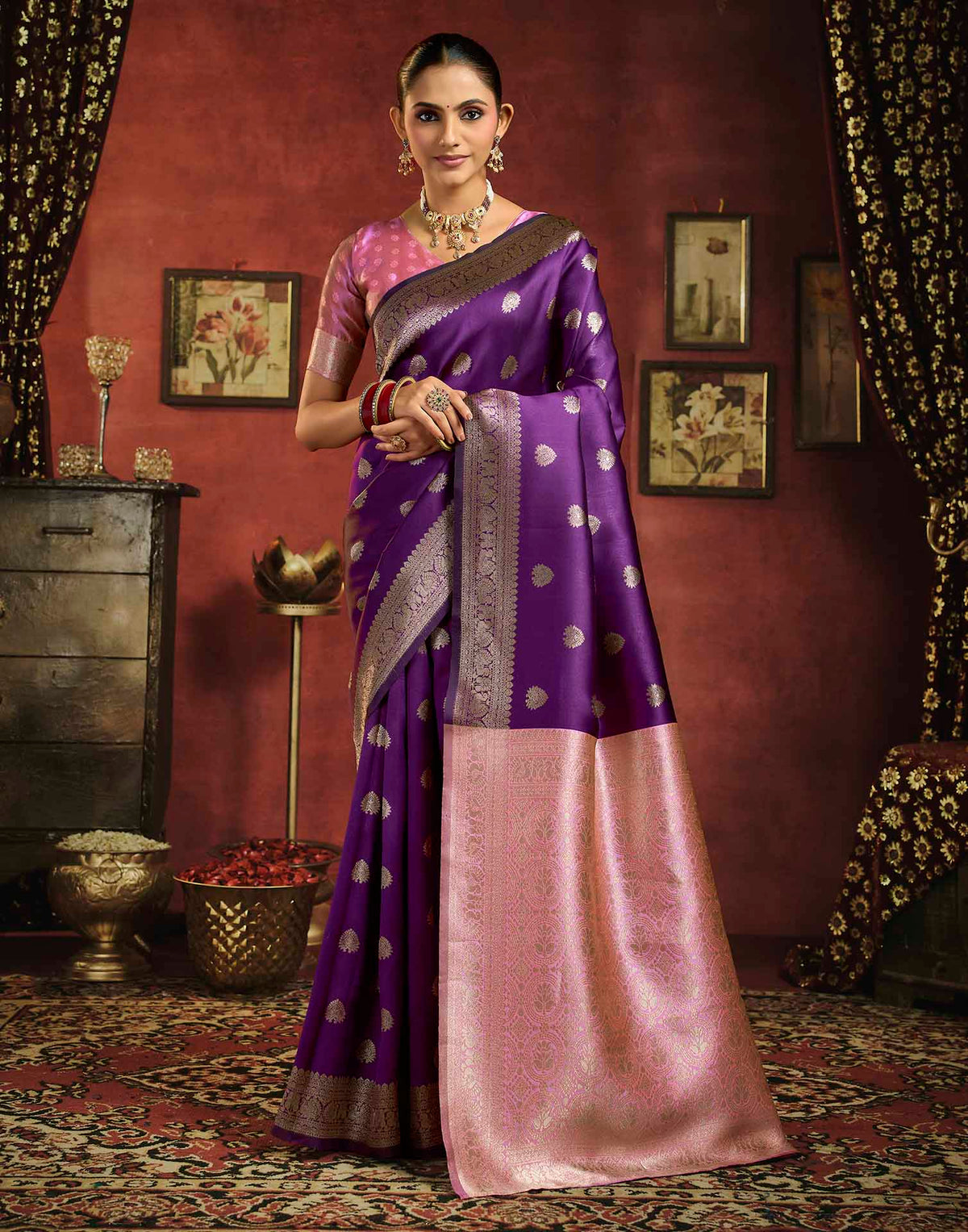 Royal Purple Silk Woven Banarasi Saree