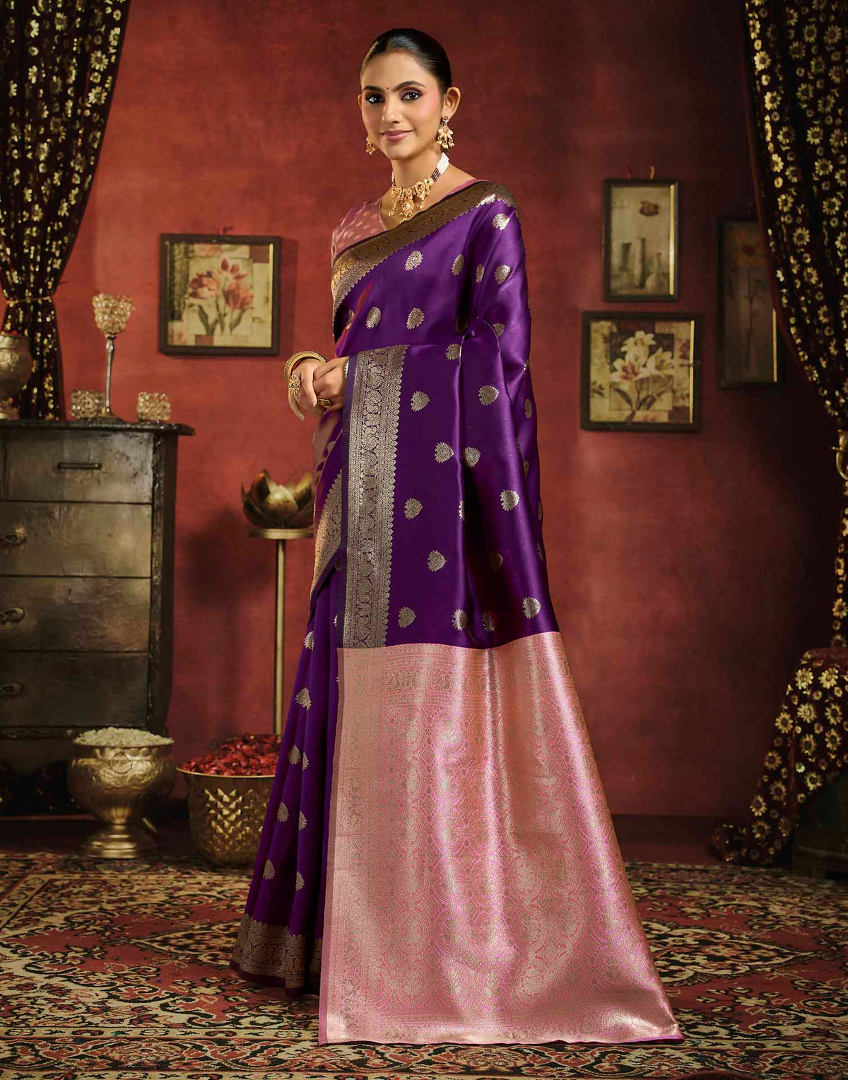 Royal Purple Silk Woven Banarasi Saree