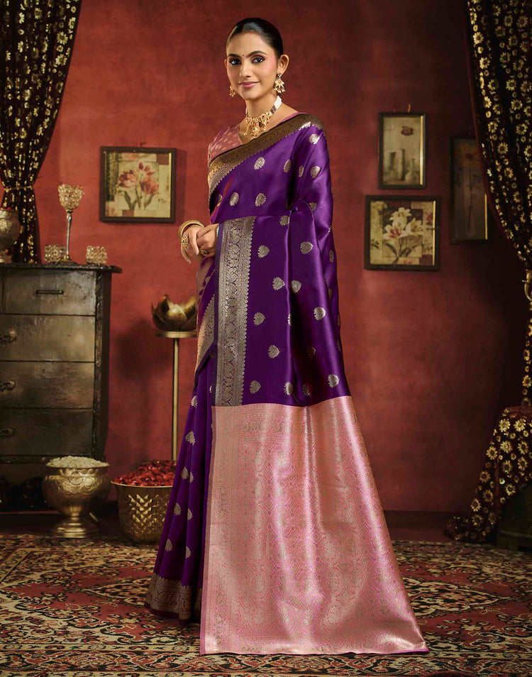 Royal Purple Silk Woven Banarasi Saree