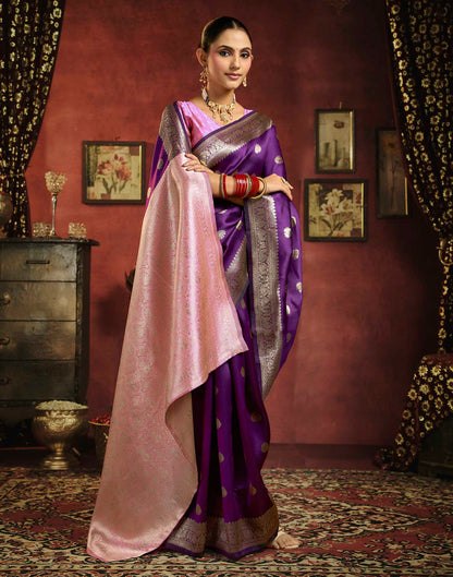 Royal Purple Silk Woven Banarasi Saree