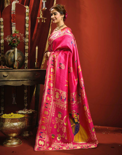 Magenta Silk Woven Banarasi Saree