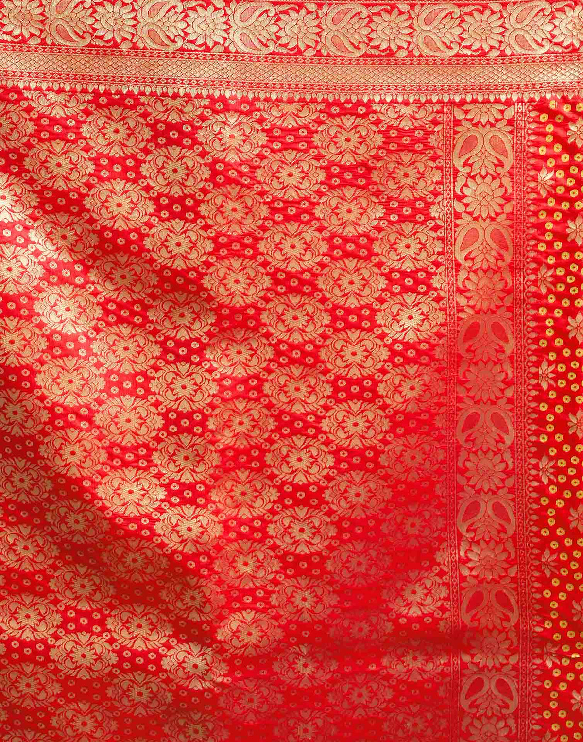 Hot Pink Silk Woven Bandhani Saree