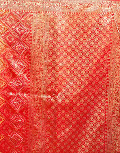 Rani Red Silk Woven Bandhani Saree