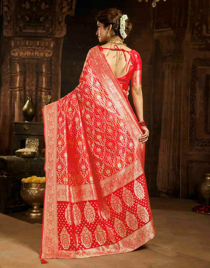 Rani Red Silk Woven Banarasi Saree