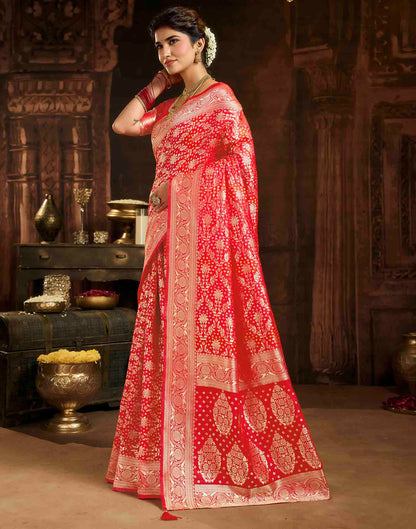 Rani Red Silk Woven Banarasi Saree